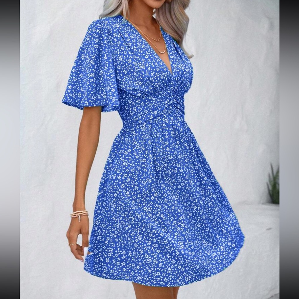 Boho floral print butterfly sleeve mini dress - Picture 12 of 13